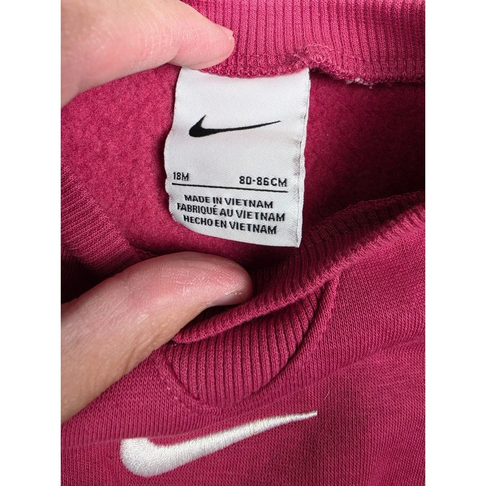Nike Sweatshirt Kids 18M Pink Swoosh Crewneck Long Sleeve Fleece Pullover